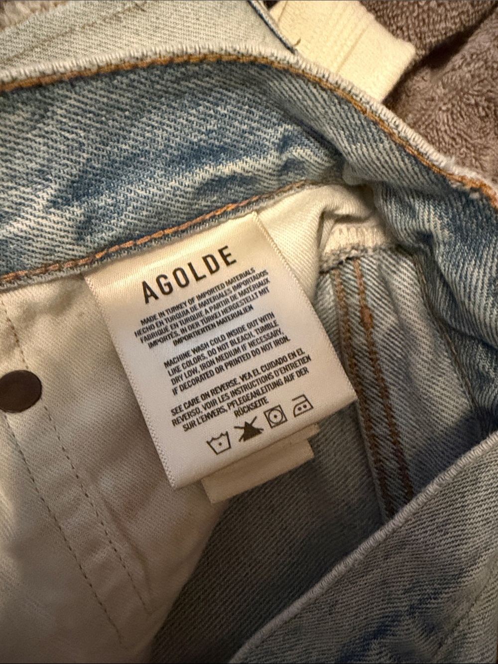 Agolde Light Blue Frayed Hem Denim Shorts - Picture 6 of 6